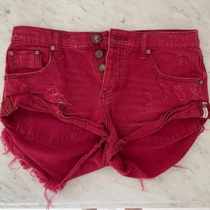 One Teaspoon Red Jean Shorts